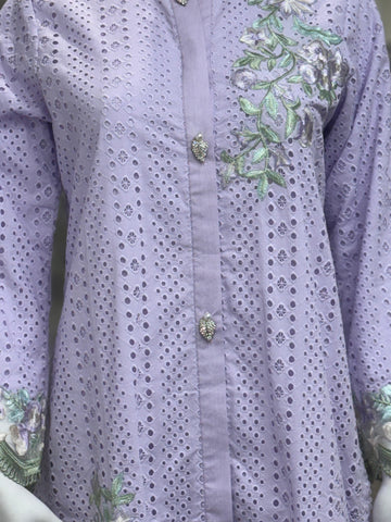Lavender Stream Chikankari